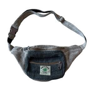 Himalayan Hemp Belt Waist Bag Chevron Woven Design Zipper Pockets Unisex Nepal
